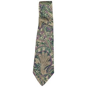 Polo Ralph‎ Lauren Silk Tie Repp Paisley 60" X 3.25" Purple Green Cream USA VTG